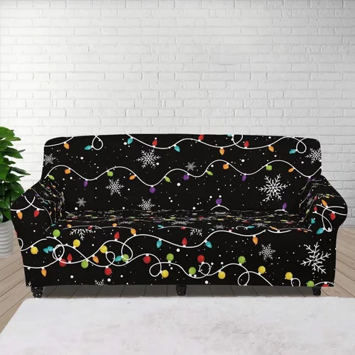 Vista 11 de Boatee Fundas de sofá de 1 pieza con diseño de copo de nieve azul, fundas elásticas para sofá, 1 cojín, protección de muebles, decoración para sala