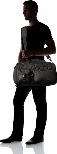 Vista 8 de Fitdom Bolsa de lona táctica negra de 20 pulgadas y 32 L con compartimento para zapatos. La mejor bolsa de entrenamiento para hombres y mujeres. La
