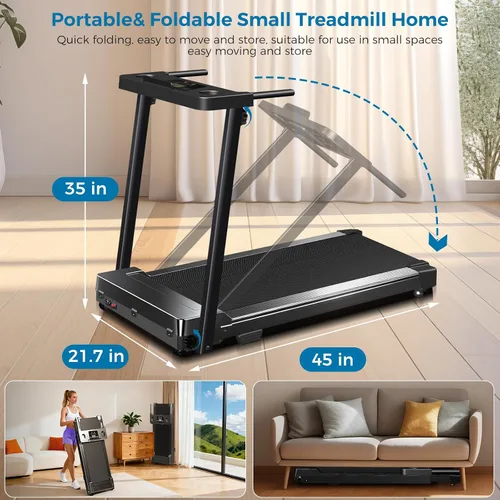 Vista 6 de Aiteid Treadmill with Handles, Small Treadmills for Home, Portable Electric Treadmills for Home 300 lbs Capacity,Walking Pad Treadmill,Lightweight