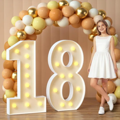 Vista 15 de imprsv Letras con luz para marquesina, letras de mosaico de 3 pies de alto con luz para decoración de baby shower, graduación, grandes