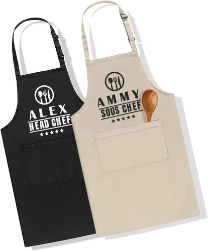 Vista 9 de Delantales de chef personalizados, delantal de cocina personalizado con nombre de foto, logotipo, 2 bolsillos, regalo de cocina para hornear
