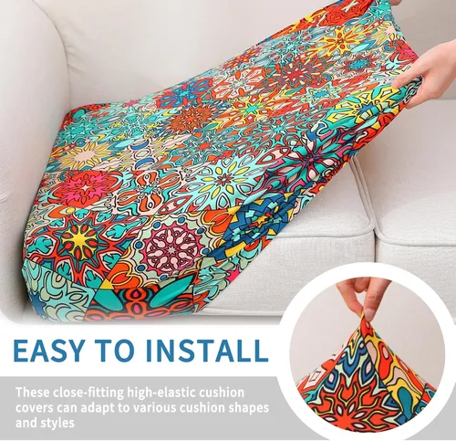 Vista 20 de hyha Fundas de cojín de sofá estampadas, fundas de sofá florales lavables para sofás con 2 cojines, fundas de cojín de patrón elástico para muebles