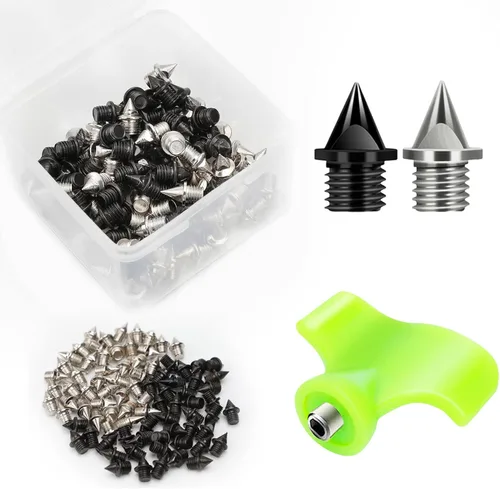 Vista 8 de 100 Pcs Track Spikes, 1/8 inch & 3/16 inch & 1/4 inch Steel Track Shoe Spikes Replacements wiht Spike Wrench for Sports Running Track Shoes