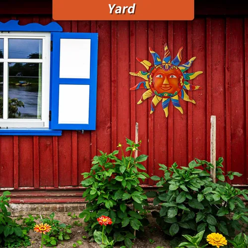 Vista 3 de VEWOGARDEN Arte Decorativo de Pared de Sol de Metal de 13 pulgadas para Colgar en Interiores y Exteriores, Hogar, Jardín, Regalos de Navidad