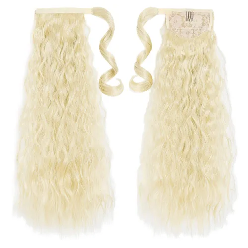 Vista 41 de Extensiones de cabello para cola de caballo, extensión de cola de caballo roja de 16 pulgadas, corta, ondulada, rizada, envolvente, cola de caballo