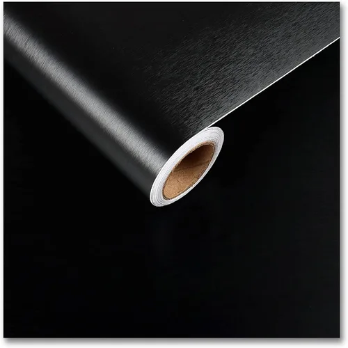 Vista 11 de CRE8TIVE Papel adhesivo de contacto de bronce negro espeso de acero inoxidable de 12"x80" con acabado metálico cepillado, papel pintado extraíble
