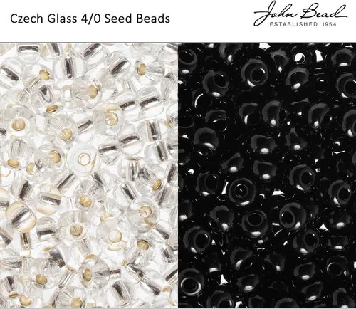 Vista 3 de John Bead Cuentas de cristal checo 4/0 negras para hacer joyas, vial de 0.78 oz