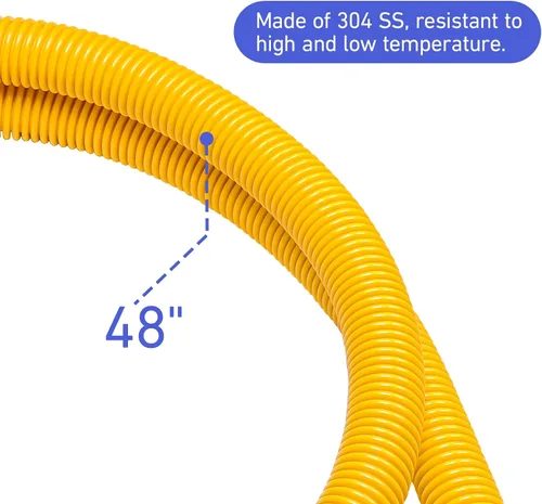 Vista 3 de Kit de línea de gas flexible de 48 pulgadas para secadora, estufa, kit de conector de electrodomésticos de gas, manguera de conector de gas