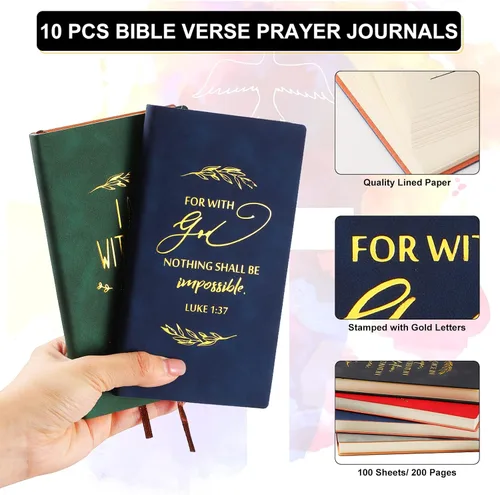 Vista 3 de Crtiin 20 cuadernos de notas religiosos a granel con bolígrafo motivacional, versículo bíblico inspirador, diario de oración de cuero, regalos