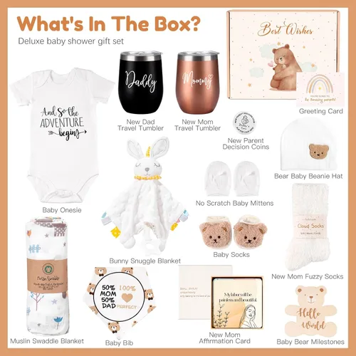Vista 2 de Regalos para mamá nueva para mujeres, mejores regalos de embarazo con juego de vasos para mamá y papá para madres primerizas, futuros padres