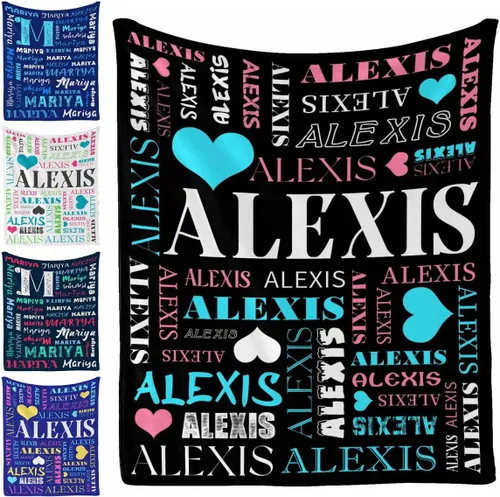 Vista 9 de Manta personalizada, 20 colores para niño y niña, manta con nombre personalizado para niños y adultos, manta de Navidad para niños y niñas