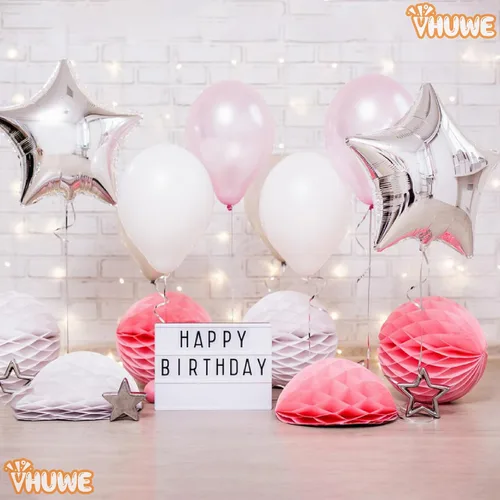 Vista 15 de Globos de estrella beige de 18 pulgadas, 10 globos de Mylar de forma estrella beige con revestimiento metálico de helio para decoraciones de fiesta