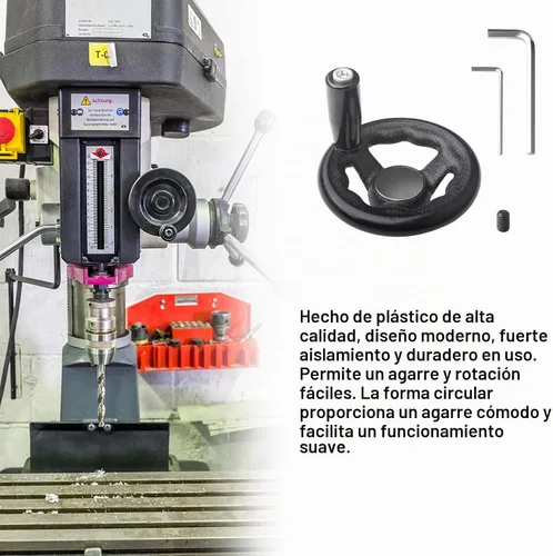Vista 5 de Jingzan Paquete de 2 ruedas de mano redondas de 0.47 x 4 pulgadas de diámetro, mango giratorio de tres radios W para torno de manivela de molino