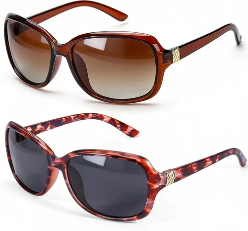 Vista 22 de SIPHEW - Gafas de sol polarizadas para mujer, gafas de sol cuadradas clásicas para mujer con protección UV Gafas de sol polarizadas negras A01
