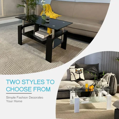 Vista 7 de Btrpily Mesa de centro rectangular para sala de estar, mesa de té adecuada para sala de espera, mesa auxiliar moderna con patas de madera, mesa