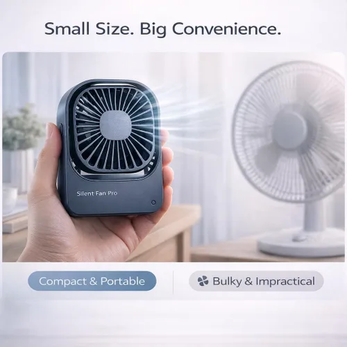 Vista 8 de Ventilador de escritorio portátil, ventilador pequeño inalámbrico recargable por USB de alta capacidad con rotación de 360°, ventilador personal Azul