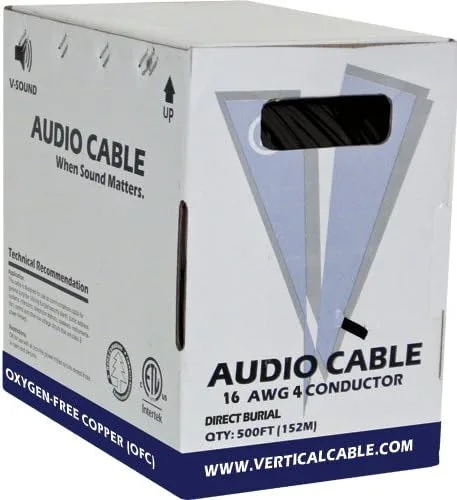 Vista 2 de Direct Burial - Cable de audio de 4 conductores de 16 AWG, 500 pies, color negro