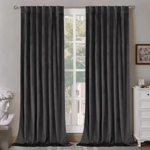 Vista 44 de BGment Cortinas de terciopelo rosa polvoriento, 2 paneles de 84 pulgadas, 2 paneles para sala de estar, aislamiento térmico de lujo, reducen