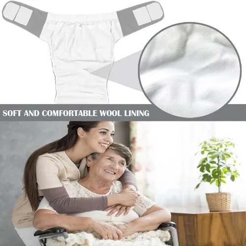 Vista 7 de FERCAISH Pañal de tela reutilizable para adultos, lavable e impermeable, protección contra la incontinencia de ancianos, ropa interior con máxima