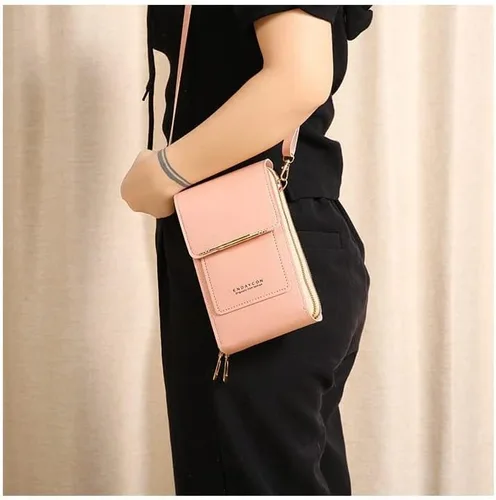 Vista 7 de Bolsa de cuero antirrobo, pequeña bolsa cruzada para teléfono celular para mujer con pantalla táctil
