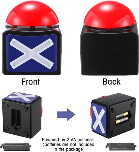 Vista 3 de Fabbay 6 piezas de zumbador de juego de respuesta con luz y sonido zumbador botones de alarma para espectáculos de juegos, niños, adultos, fiesta