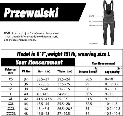 Vista 7 de Przewalski Pantalones de ciclismo con peto para hombre, acolchados 4D, mallas térmicas con peto para bicicleta, leggings para equitación, mallas