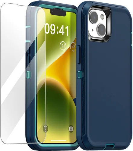 Vista 20 de AICase Funda para iPhone 14 (6.1 pulgadas) con protector de pantalla de vidrio, protección contra caídas de alta resistencia, cuerpo completo, a