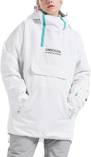 Vista 24 de Chaqueta anorak de esquí para mujer, impermeable, resistente al viento, cálido, para snowboard, abrigo de invierno con capucha