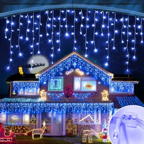 Vista 7 de Luces de Halloween para exteriores de 52 pies, 480 luces LED de Halloween moradas y naranjas, 12 modos de iluminación con temporizador de memoria