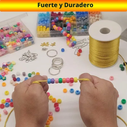 Vista 5 de Cuerda de cordón de nailon satinado de 2 mm (0.079 pulgadas) 330 pies para hacer joyas, pulseras, collares, hilo de abalorios, cola de rata