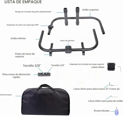 Vista 7 de DF DIGITALFOTO Agarre de anillo de mano, anillo de manillar doble con adaptador de engranajes compatible con ZHIYUN Crane 3S Stabilizer/Ronin S