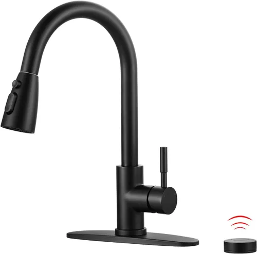 Vista 32 de WOWOW Grifo de cocina con rociador, grifo de fregadero de cocina, acero inoxidable SUS 304, grifo de cocina de níquel cepillado de arco alto