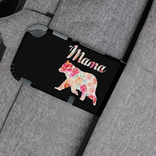 Vista 5 de Mama Bear Floral Skin Cover Stickers Funny Graphic Protective Film Full Set Compatible with for Switch Lite