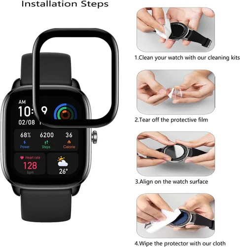 Vista 7 de Protector de pantalla para Amazfit GTS 4 Mini Smartwatch, HD transparente, antiarañazos, antihuellas dactilares, compatible con Amazfit GTS 4 Mini