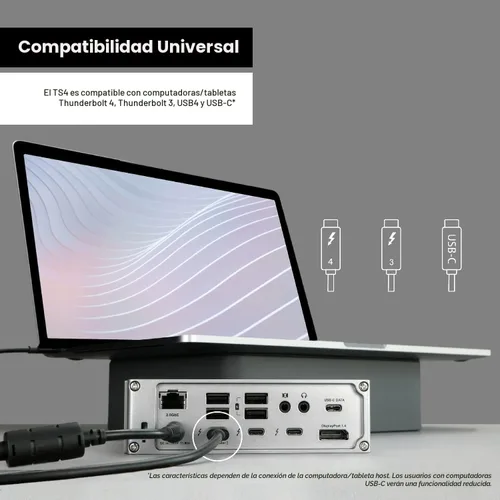 Vista 7 de CalDigit TS4 Thunderbolt 4 Dock - 18 puertos, carga de 98 W, Thunderbolt 4 de 40 Gb/s, USB-A/C, 2.5GbE, pantallas 8K/6K, compatible con Mac/PC/Chrome