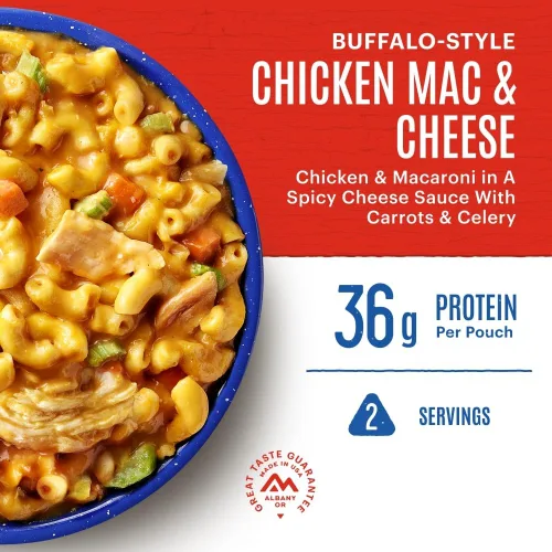 Vista 4 de Mountain House Buffalo Style Chicken Mac & Cheese Alimentos liofilizados para mochileros y campamentos Paquete de 6