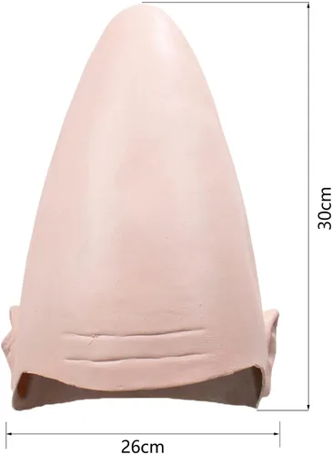 Vista 3 de Cabeza gruesa de piel calva alienígena sin pelo falso cráneo en forma de huevo peluca gorra de disfraces disfraz sombrero de cosplay para hombres