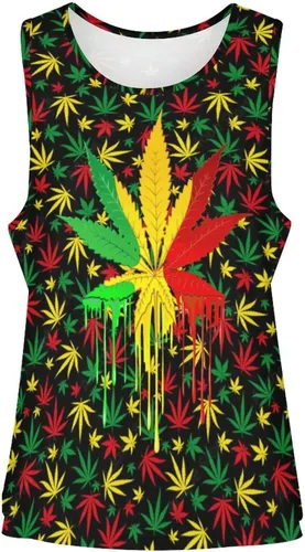 Vista 3 de Leaf Weed Rasta Marihuana - Camiseta sin mangas para mujer, chaleco deportivo clásico, camiseta deportiva para yoga, sin mangas