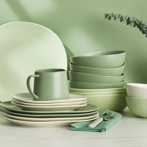 Vista 4 de Stone Lain Delilah Honeydew Green - Juego de platos de porcelana de 6 piezas, cuencos de cocina para cenas diarias, sopas, ensaladas, pasta