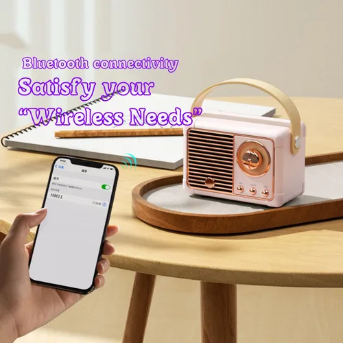 Vista 3 de Altavoz Bluetooth retro, altavoz Bluetooth inalámbrico, lindo estilo antiguo para cocina, dormitorio, oficina, fiesta, al aire libre, altavoz