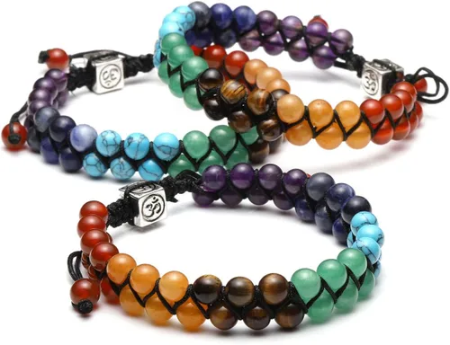 Vista 4 de Jovivi Pulseras de cuentas de chakras para mujeres y hombres 0.236 pulgadas (0.236 in) natural 7 chakras curación árbol de cristal pulsera elástica