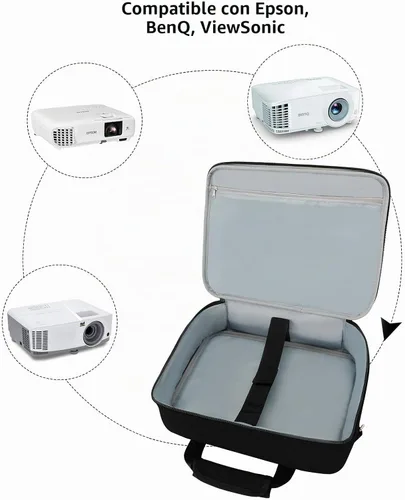 Vista 4 de Estuche de transporte para proyector, bolsa para proyector con bolsillos de almacenamiento para accesorios
