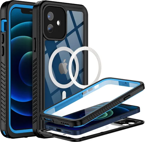 Vista 14 de BEASTEK Funda impermeable para iPhone 12, serie FSN IP68 magnética a prueba de golpes con protector de pantalla integrado y funda protectora Negro