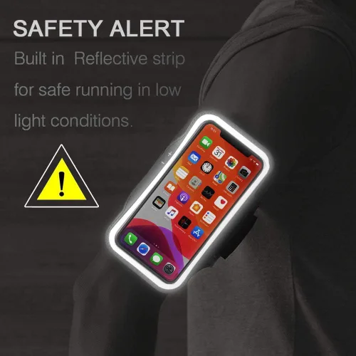 Vista 7 de Brazalete para iPhone 17 16 Pro, JEMACHE Gym Workouts Running Arm Band para iPhone 17/16/15/14/13/12 Pro (negro)
