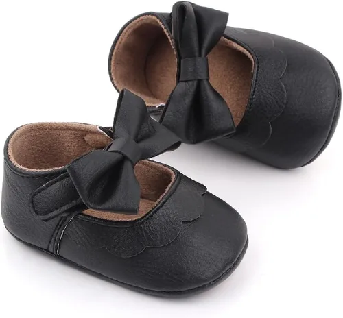 Vista 3 de Infant Baby Girls Mary Jane Shoes Non-Slip Rubber Sole Ballet Slippers Princess Dress Wedding Shoes Newborn Crib Shoes