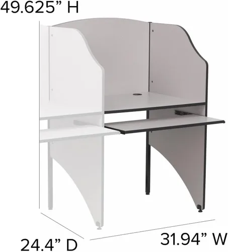 Vista 3 de Flash Furniture Jordan - Carrel de estudio complementario en acabado gris nebulosa Nebulosa Gris