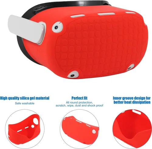 Vista 7 de VR Accessories Suitable for Oculus Quest 2VR Controller Grips CoverVR Shell CoverVR Facial Vent Interface Bracket Accessories 3-in-1 SetRed8Pcs Set
