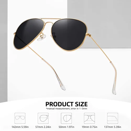 Vista 3 de MEETSUN Aviator Sunglasses for Men Women Driving Polarized UV400 Protection Metal Frame