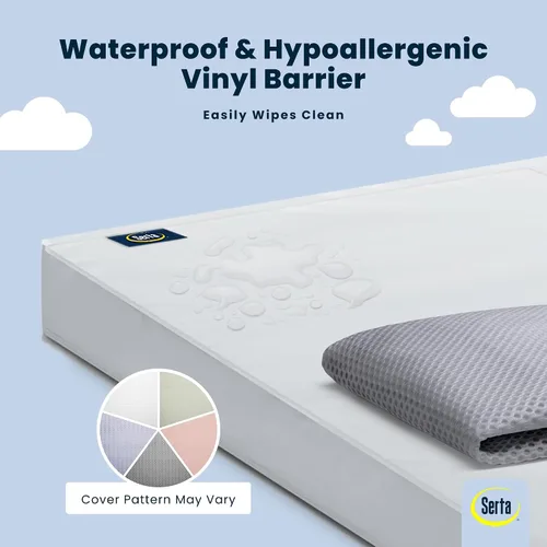Vista 6 de Serta Perfect Start Colchón transpirable de dos etapas limitada para cuna y colchón para niños - Funda transpirable y núcleo de fibra, funda lavable