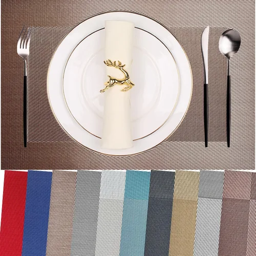 Vista 42 de Manteles individuales de vinilo resistentes al calor, lavables, fáciles de limpiar, manteles individuales de plástico para cocina, mesa de comedor